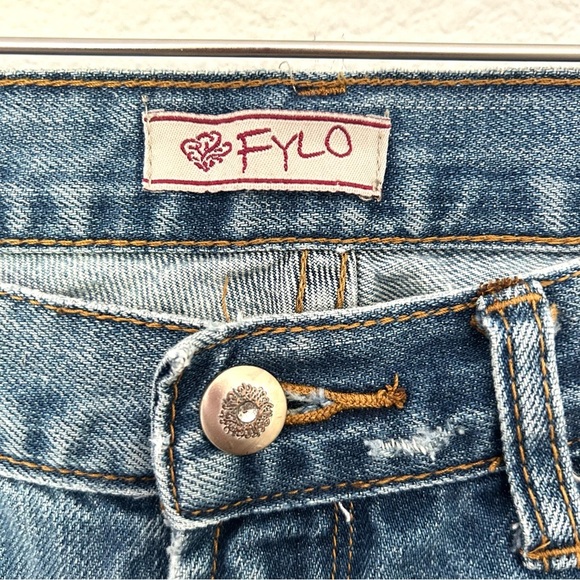 Embroidered Flare Jeans Denim Pant High Rise Floral Bird Festival Blue Size 6 - Picture 13 of 14